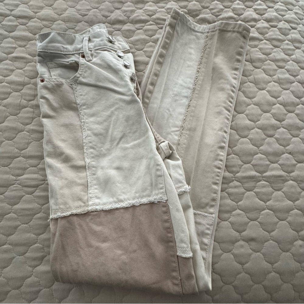 Pacsun  Women's Cream and Tan Patchwork Jeans